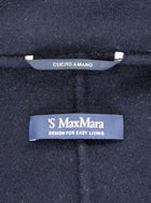 S Max Mara Navy Virgin Wool Zip Oversized Mid Length Hooded Coat - IT 38 / US 4