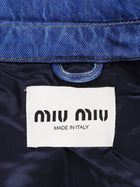 Miu Miu Blue Denim Padded Logo Zip Bomber Jacket - S / 40