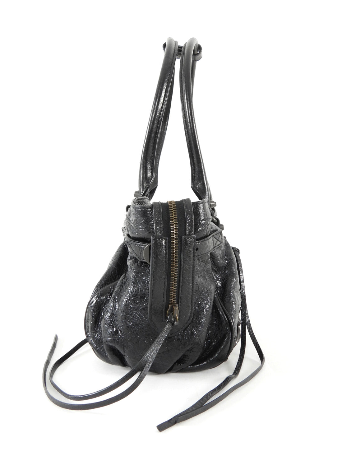 Balenciaga Black Le City Black Lambskin East West Shoulder Bag