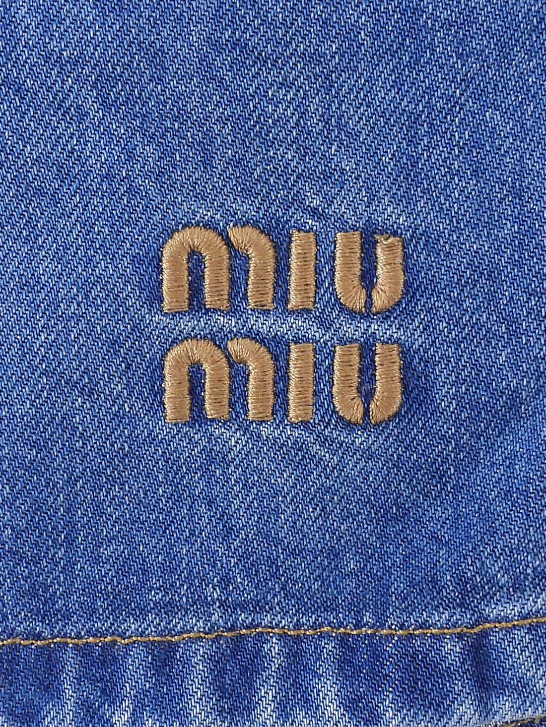 Miu Miu Blue Denim Logo Embroidered Flowing Shorts -  S / 38