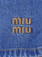 Miu Miu Blue Denim Logo Embroidered Flowing Shorts -  S / 38