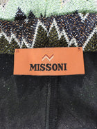 Missoni Purple Green Black Multi Lame Jacquard Zig Zag Knit Wide Leg Trousers - 42