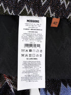 Missoni Purple Green Black Multi Lame Jacquard Zig Zag Knit Wide Leg Trousers - 42