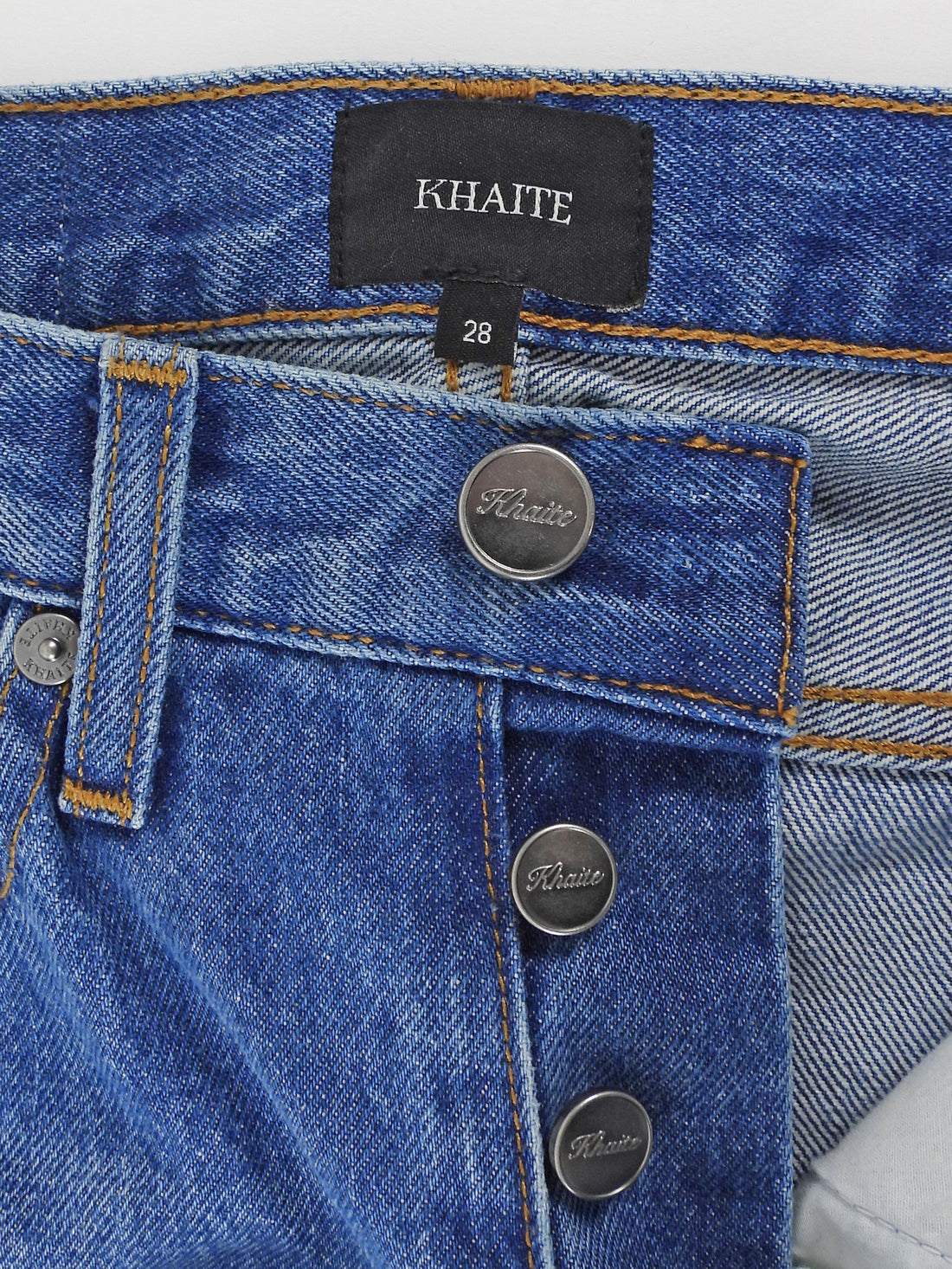 Khaite Blue Finley Faded Denim Straight Leg Jeans - 28