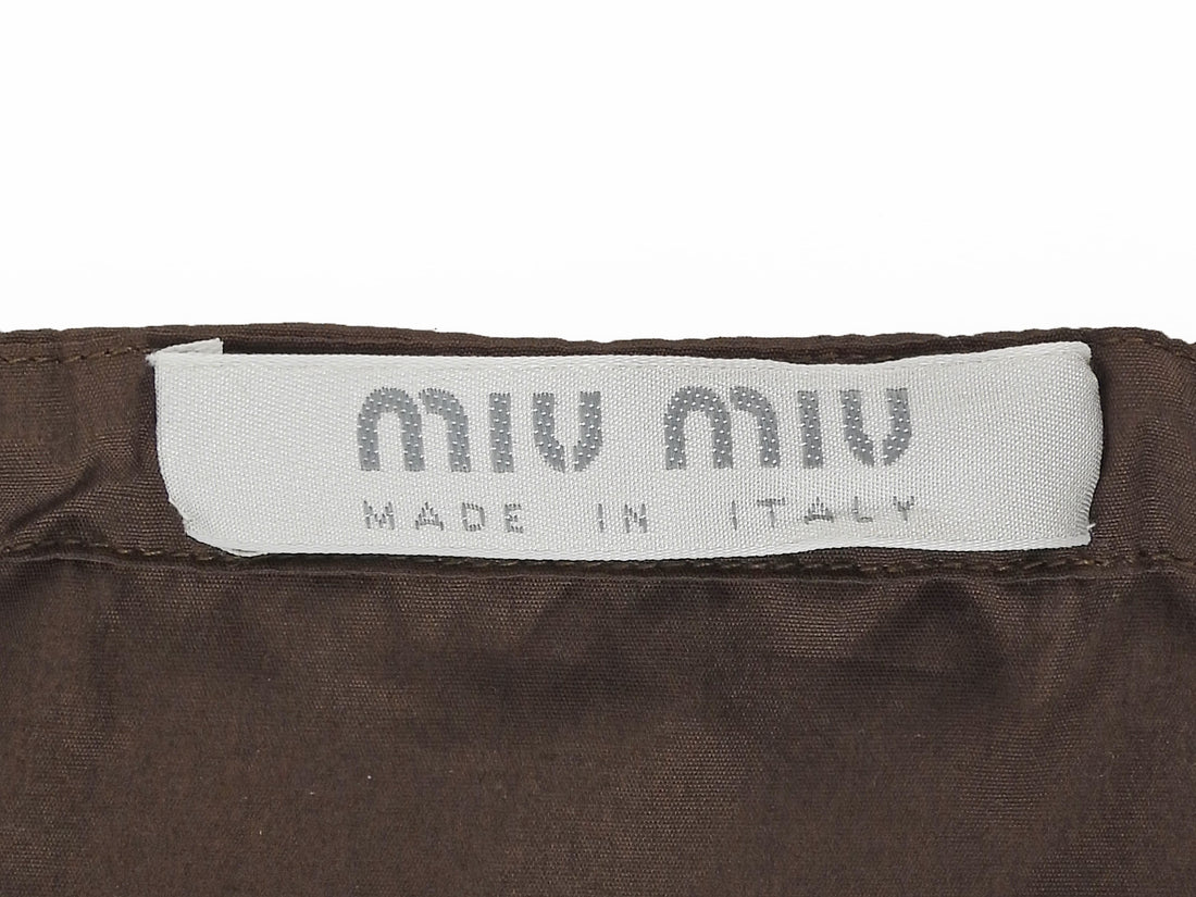 Miu Miu Brown Cotton Ruffle Hem Trouser and Wrap Skirt Set 38 / US 00-0