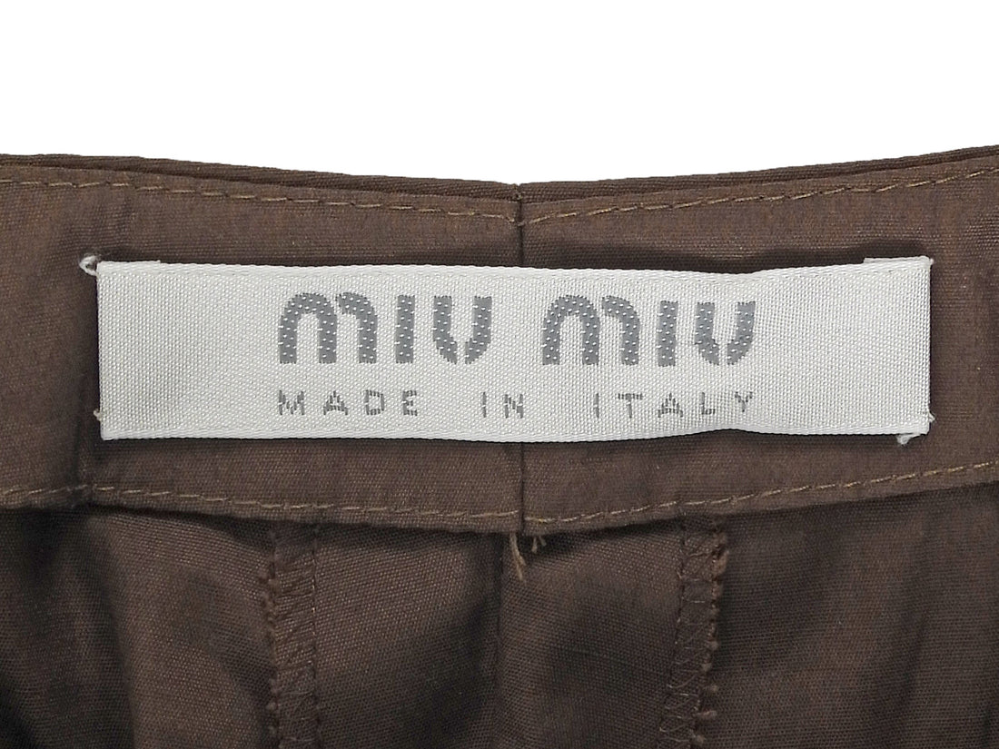 Miu Miu Brown Cotton Ruffle Hem Trouser and Wrap Skirt Set 38 / US 00-0