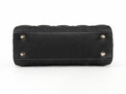 Dior Black Satin Cannage Quilted Small Crystal Charms Lady Dior
