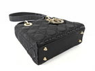 Dior Black Satin Cannage Quilted Small Crystal Charms Lady Dior