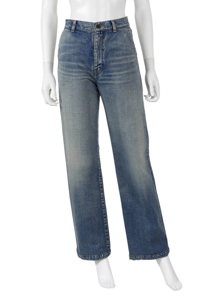 Saint Laurent Blue Saint Laurent D45 Wide Leg Faded Denim - 27