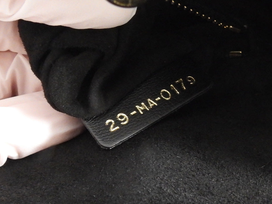 Dior Black Satin Cannage Quilted Small Crystal Charms Lady Dior