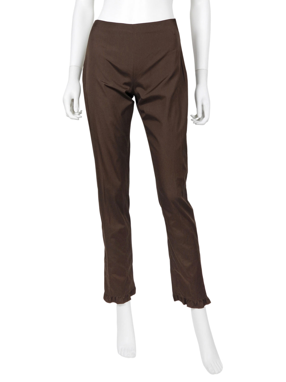 Miu Miu Brown Cotton Ruffle Hem Trouser and Wrap Skirt Set 38 / US 00-0