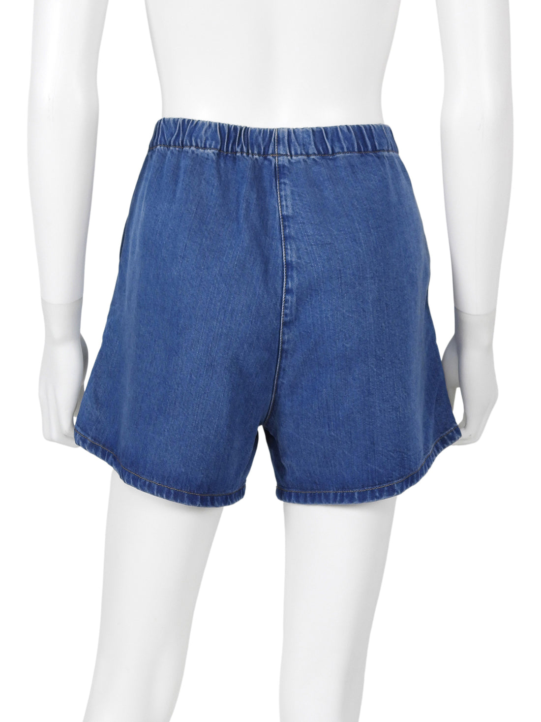 Miu Miu Blue Denim Logo Embroidered Flowing Shorts -  S / 38