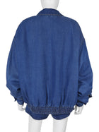 Miu Miu Blue Denim Padded Logo Zip Bomber Jacket - S / 40