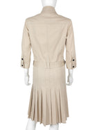 Burberry Beige Pleated Cotton Gabardine Canvas Trench Coat Dress - US8 / UK10