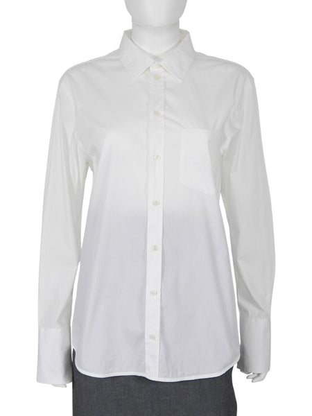 Victoria Beckham White Cotton Button Down Shirt with Strap Across Back - M