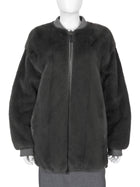 Yves Solomon Grey Dyed Mink Fur and Nylon Bomber Jacket - 36