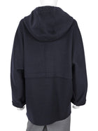 S Max Mara Navy Virgin Wool Zip Oversized Mid Length Hooded Coat - IT 38 / US 4