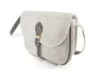Christian Dior Vintage White Honeycomb Coated Canvas and Grey Leather Small Messenger Shoulder Bag