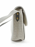 Christian Dior Vintage White Honeycomb Coated Canvas and Grey Leather Small Messenger Shoulder Bag