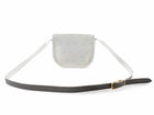 Christian Dior Vintage White Honeycomb Coated Canvas and Grey Leather Small Messenger Shoulder Bag