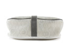 Christian Dior Vintage White Honeycomb Coated Canvas and Grey Leather Small Messenger Shoulder Bag
