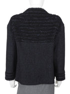 Chanel Navy Tweed CC Button Zip Down Jacket - FR 48