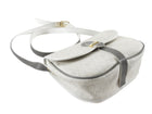 Christian Dior Vintage White Honeycomb Coated Canvas and Grey Leather Small Messenger Shoulder Bag
