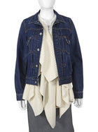 Sacai Blue Ivory Denim and Wool Knit Layered Combo Jacket - JP 1 / S / US 4