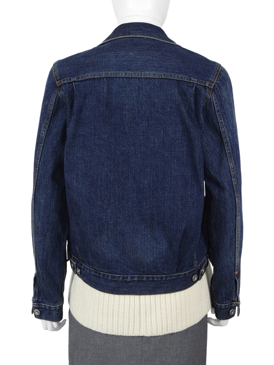 Sacai Blue Ivory Denim and Wool Knit Layered Combo Jacket - JP 1 / S / US 4