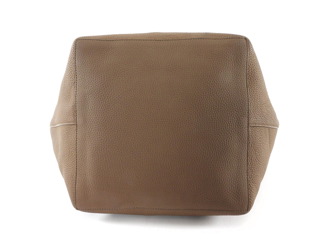The Row Taupe Grained Leather Park Tote Three