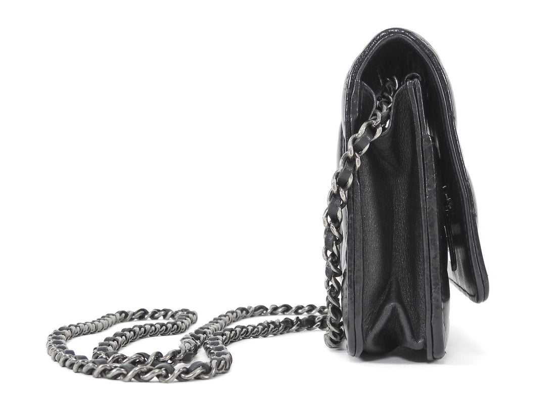 Chanel Black Aged Calfskin 2.55 Reissue Wallet on Chain Bag