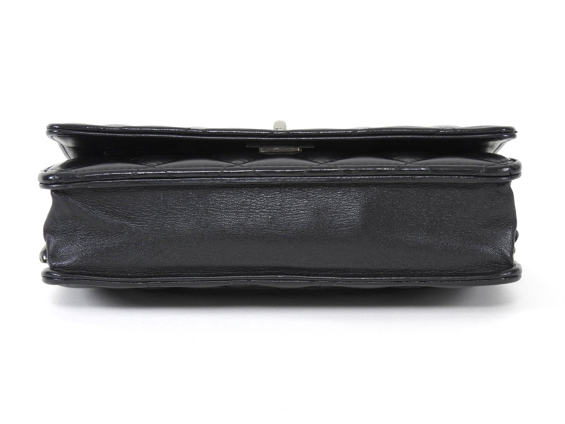 Chanel Black Aged Calfskin 2.55 Reissue Wallet on Chain Bag