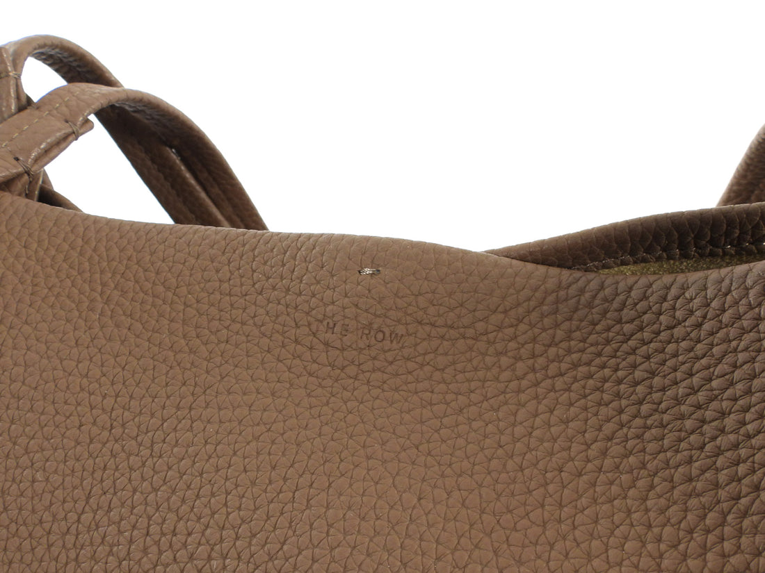 The Row Taupe Grained Leather Park Tote Three