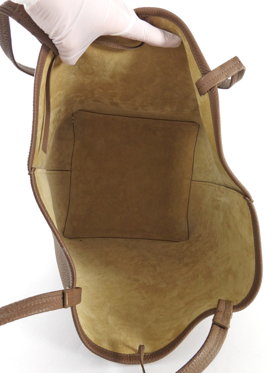 The Row Taupe Grained Leather Park Tote Three