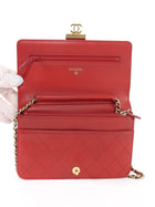 Chanel Red Elegant Stitched CC Wallet on Chain WOC Bag