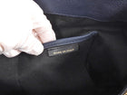 Burberry Navy Leather and Check Large Banner Two Way Tote Bag