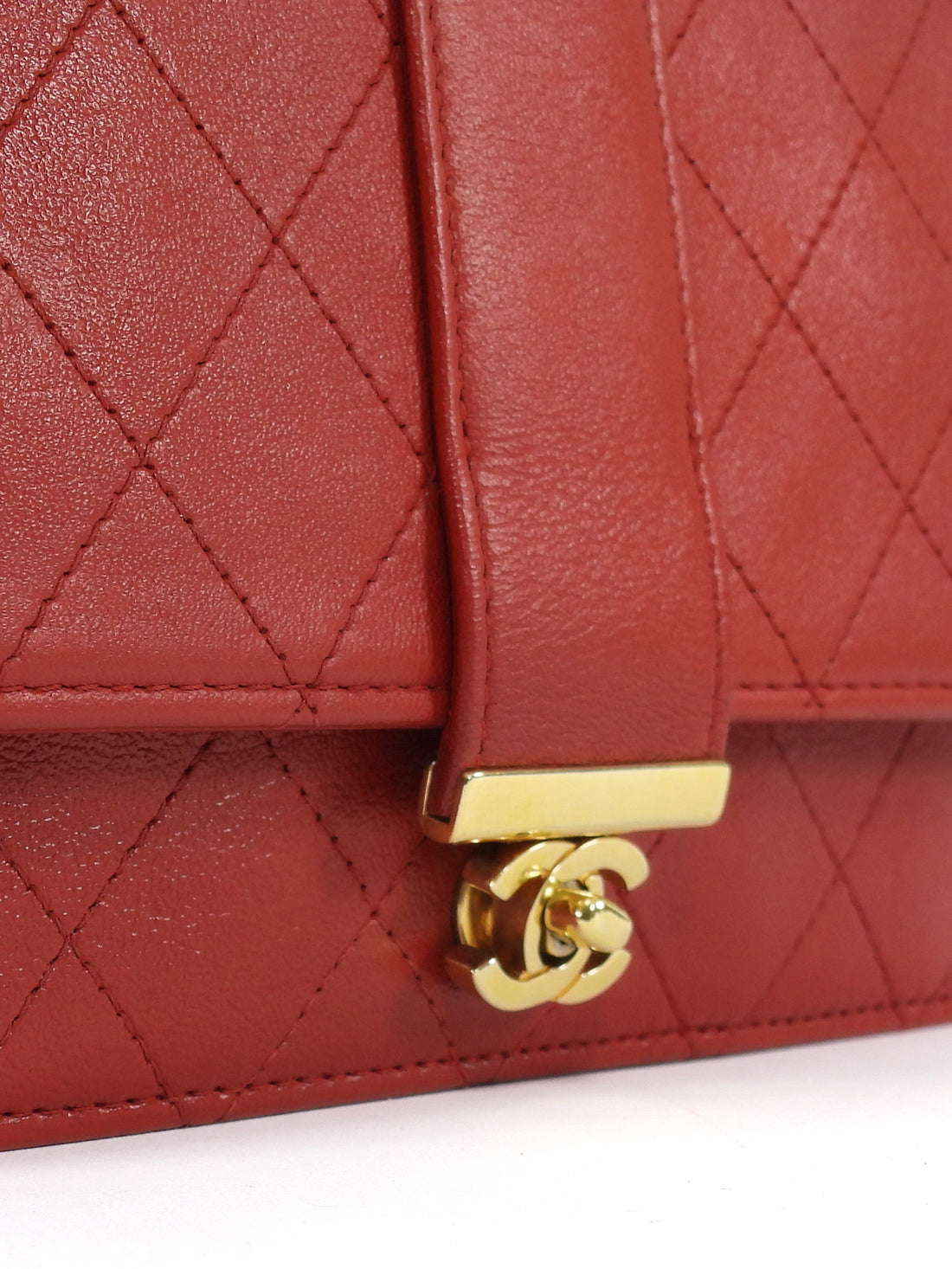 Chanel Red Elegant Stitched CC Wallet on Chain WOC Bag