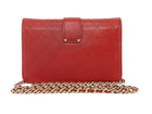 Chanel Red Elegant Stitched CC Wallet on Chain WOC Bag