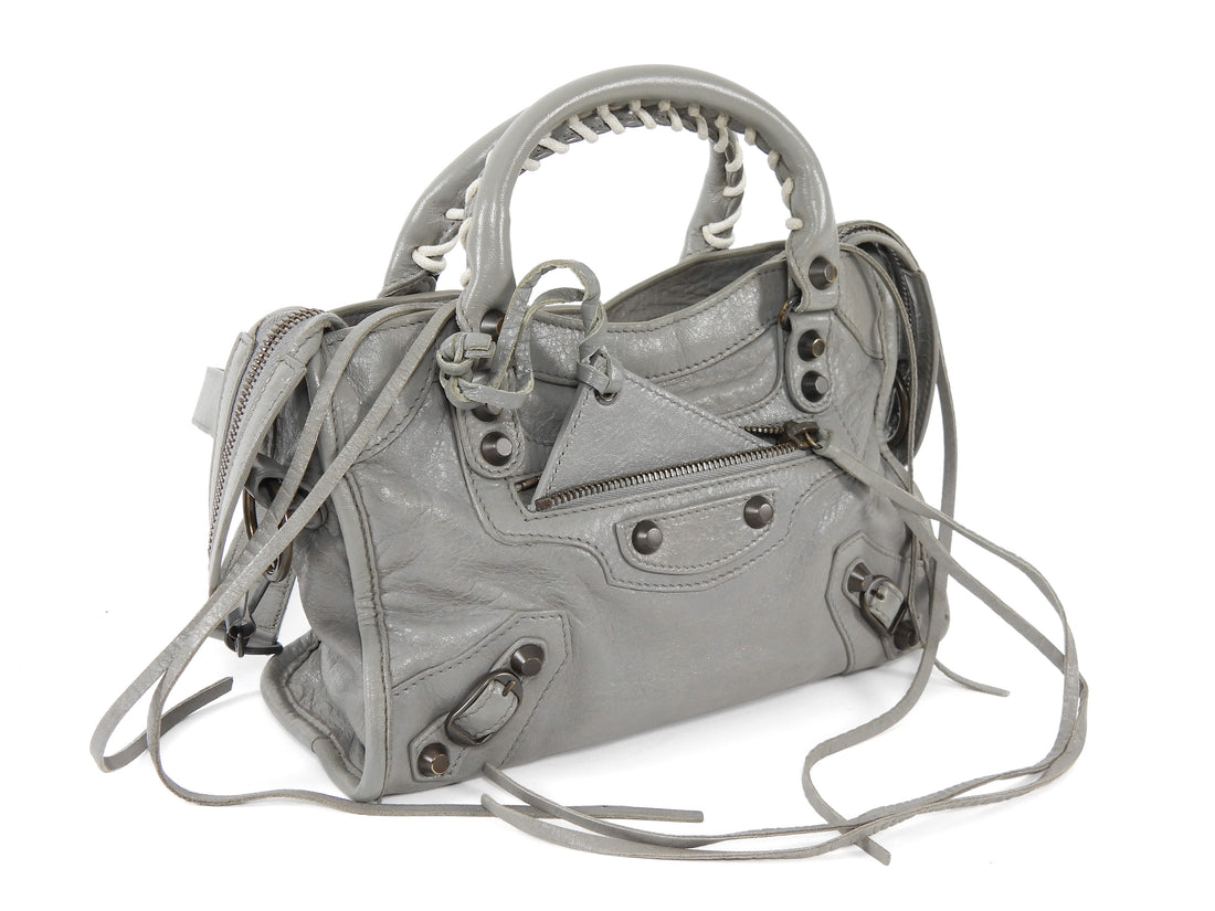 Balenciaga Grey SS2014 Mini Lambskin City Bag Mini