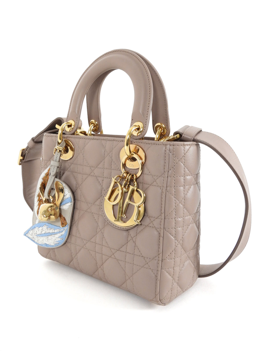 Dior Lady Dior Taupe Cannage Quilted Leather Small Bag GHW