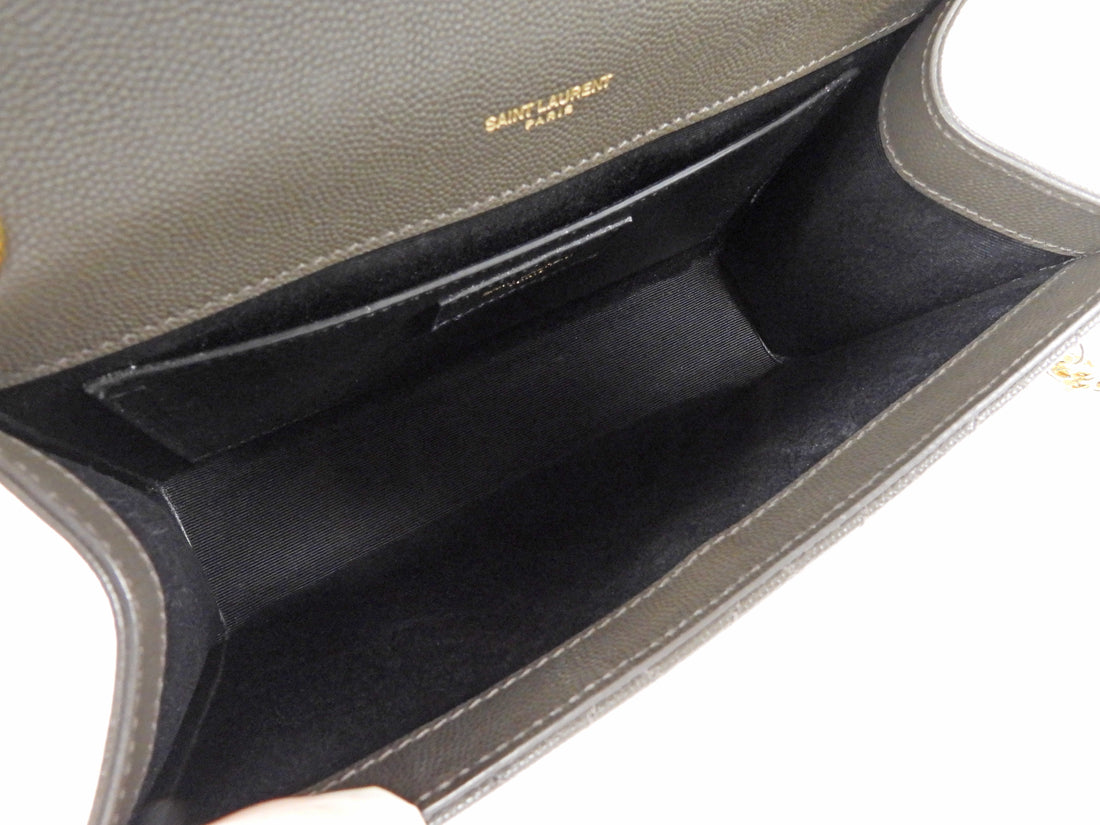 Saint Laurent Dark Grey Taupe Grain de Poudre Matelasse Triquilt Monogram Medium Flap Bag Medium