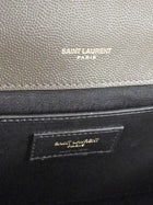 Saint Laurent Dark Grey Taupe Grain de Poudre Matelasse Triquilt Monogram Medium Flap Bag Medium