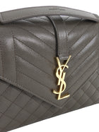 Saint Laurent Dark Grey Taupe Grain de Poudre Matelasse Triquilt Monogram Medium Flap Bag Medium