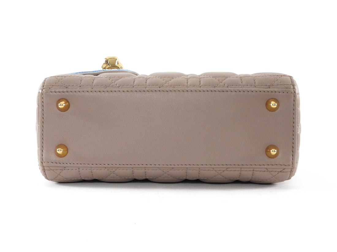 Dior Lady Dior Taupe Cannage Quilted Leather Small Bag GHW