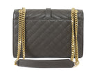 Saint Laurent Dark Grey Taupe Grain de Poudre Matelasse Triquilt Monogram Medium Flap Bag Medium