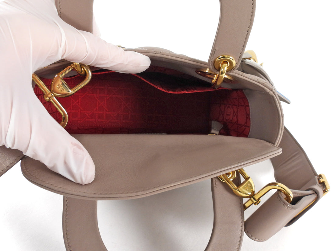 Dior Lady Dior Taupe Cannage Quilted Leather Small Bag GHW