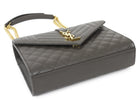 Saint Laurent Dark Grey Taupe Grain de Poudre Matelasse Triquilt Monogram Medium Flap Bag Medium