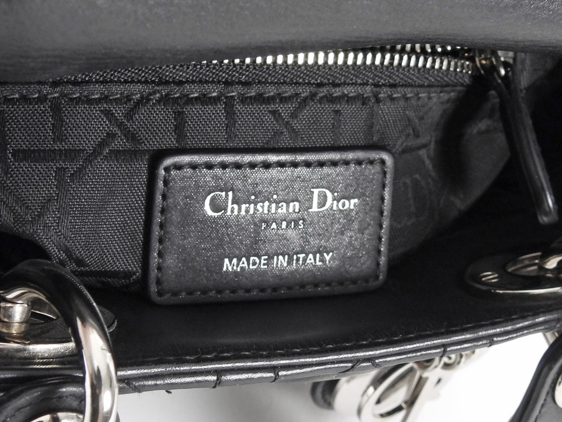 Dior Black Mini Lambskin Cannage Quilted Mini Lady Dior Bag