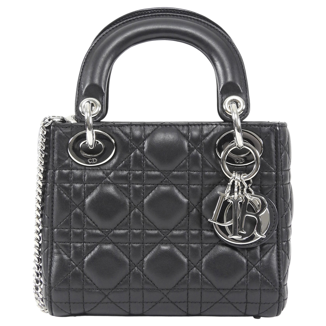 Dior Black Mini Lambskin Cannage Quilted Mini Lady Dior Bag