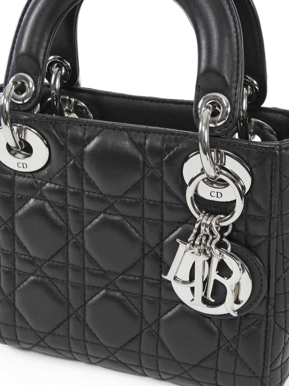 Dior Black Mini Lambskin Cannage Quilted Mini Lady Dior Bag